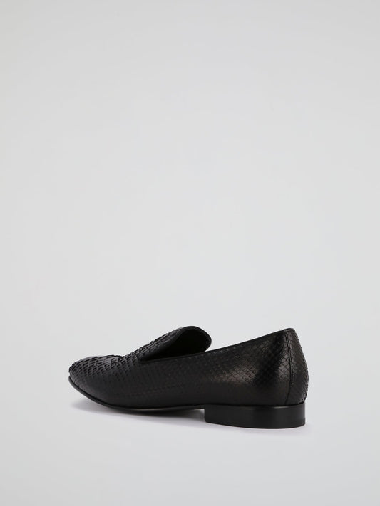 Black Contrast Monogram Reptilian Loafers