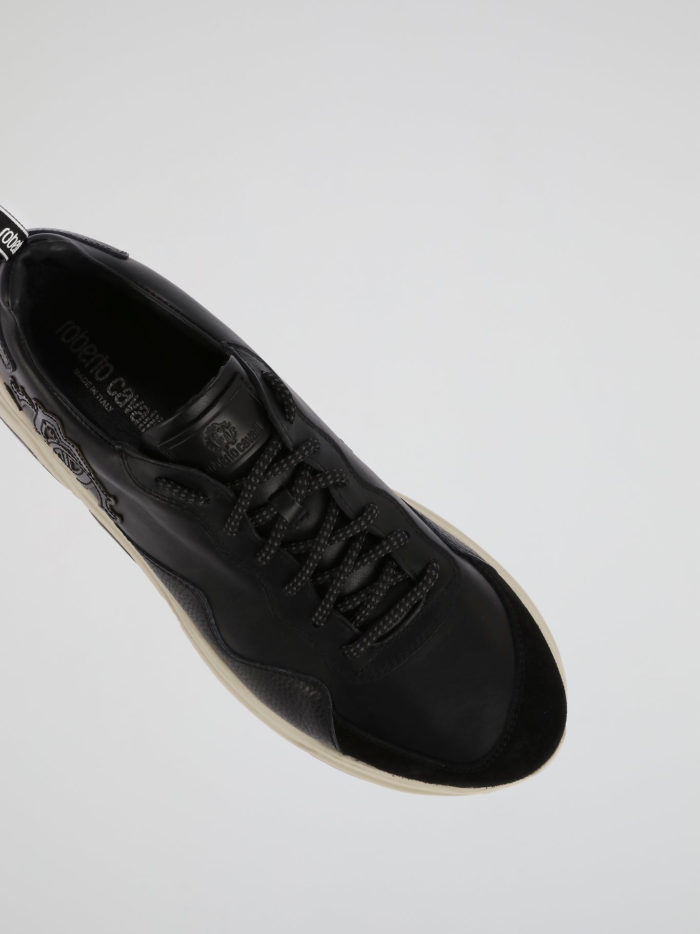 Black Contrast Sole Leather Sneakers