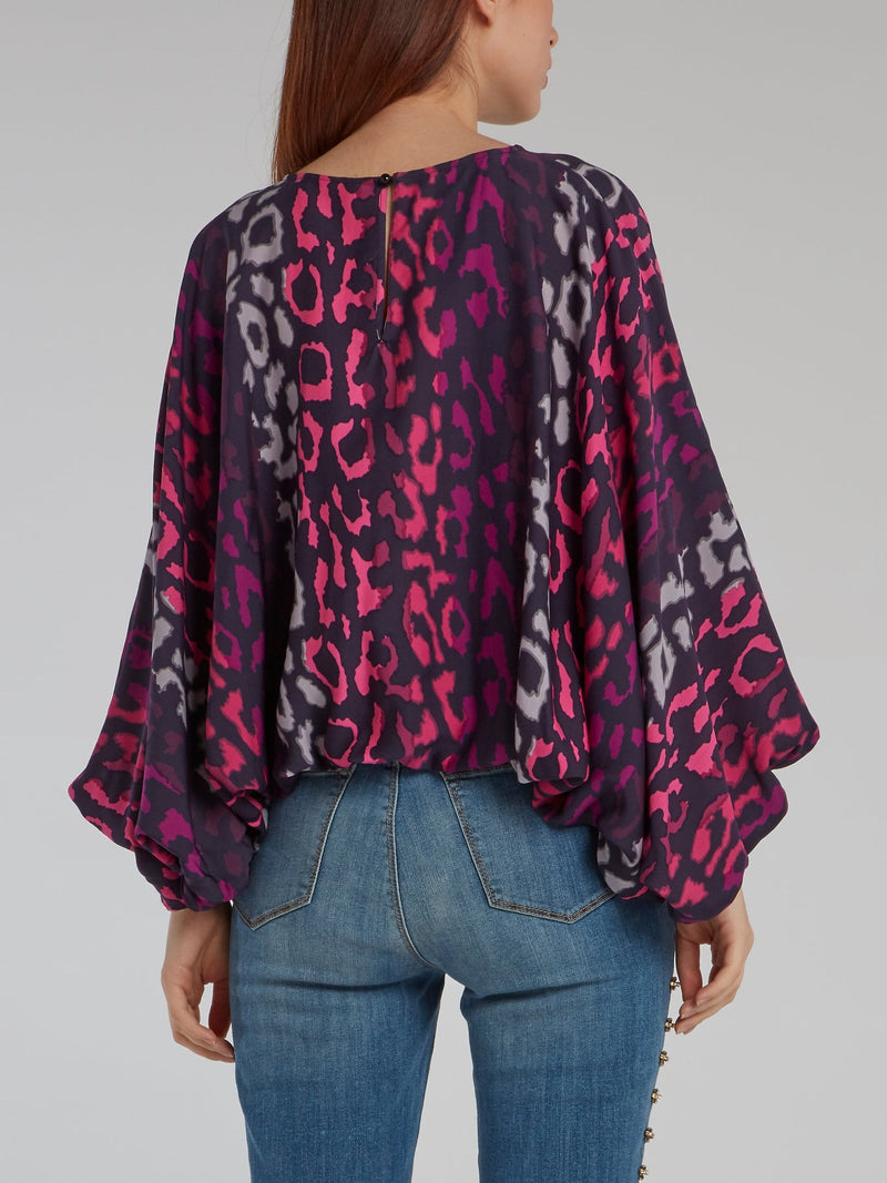 Leopard Print Butterfly Sleeve Top