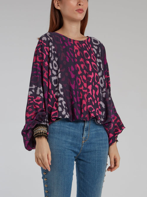 Leopard Print Butterfly Sleeve Top