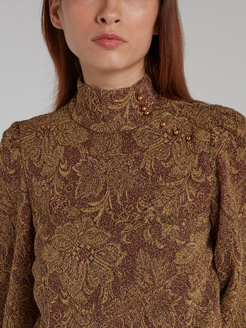 Gold Bishop Sleeve Baroque Dress