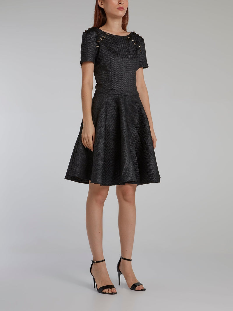 Black Cloqué Circle Dress