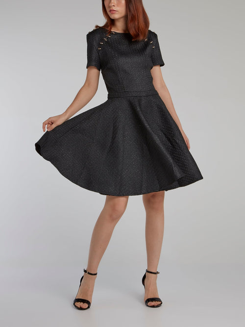 Black Cloqué Circle Dress