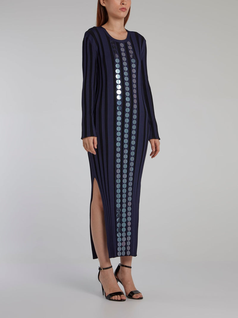 Navy Stripe Paillette Maxi Dress