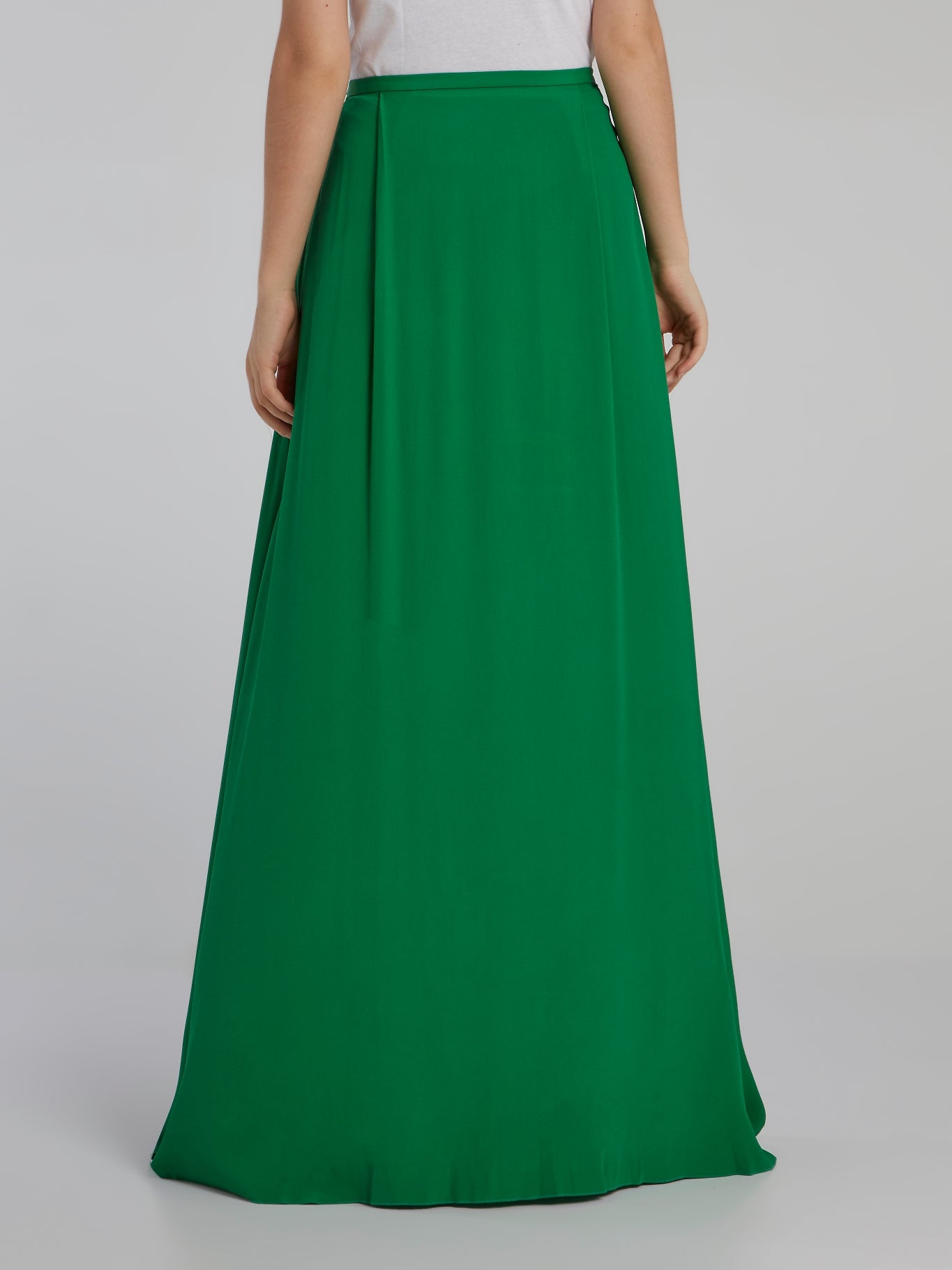 Green Godet Maxi Skirt