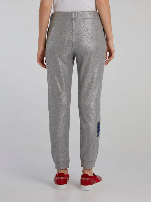 Metallic Patched Track Pants