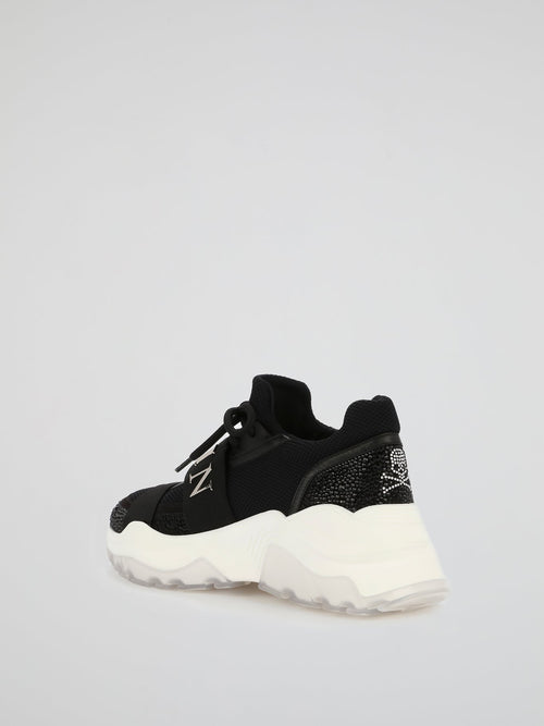 Black Crystal Mesh Runner Sneakers