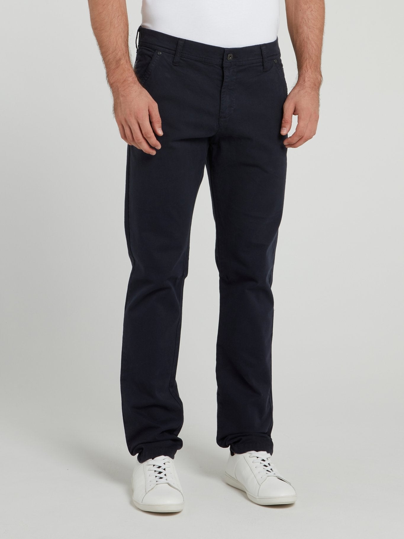 Navy Straight Fit Trousers