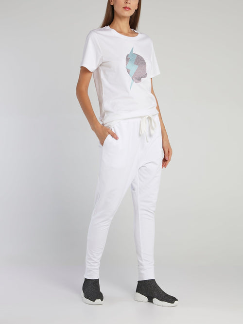 Giselle White Studded Logo T-Shirt