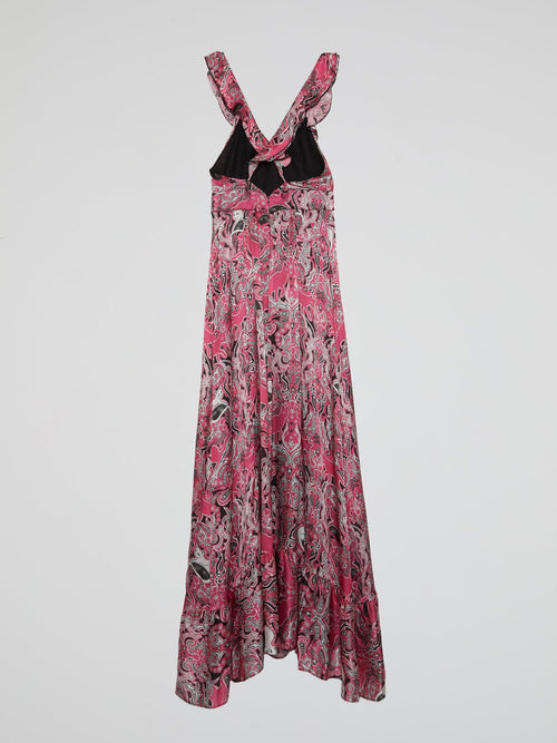 Pink Paisley Print Maxi Dress