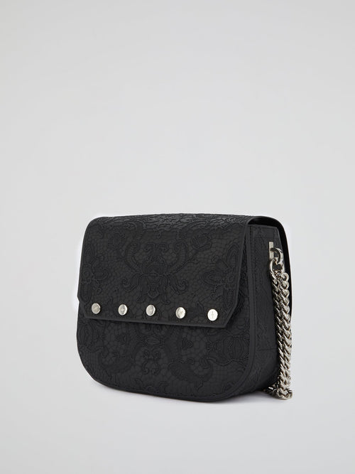 Black Big Dafne Lace Shoulder Bag