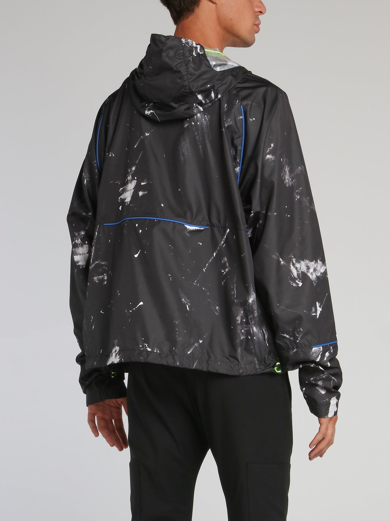 Black Contrast Paint Splatter Windbreaker