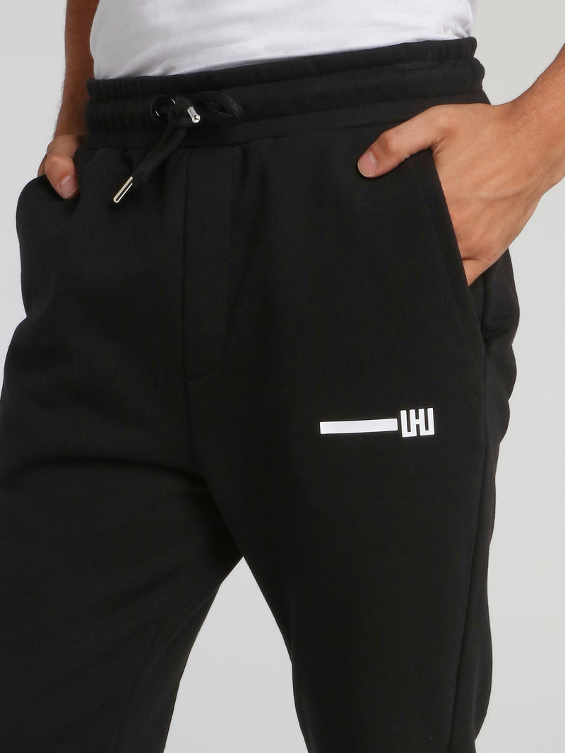 Black Contrast Tape Track Pants