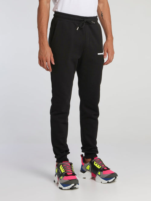 Black Contrast Tape Track Pants