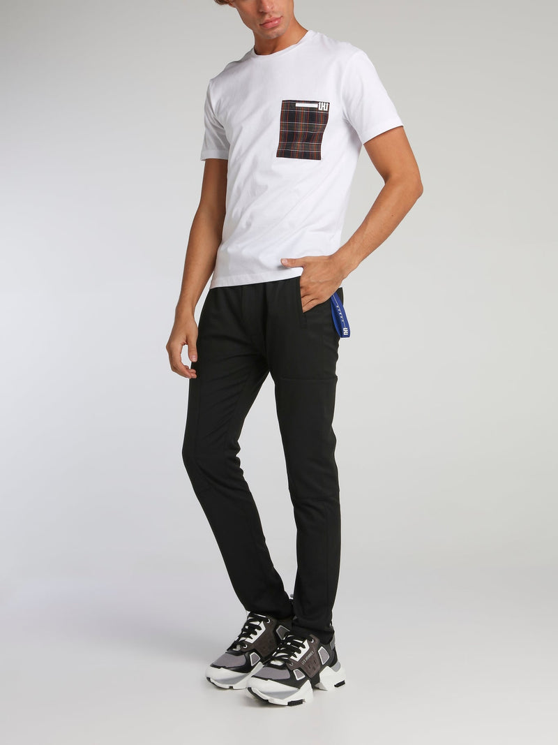 White Check Pocket Crewneck T-Shirt