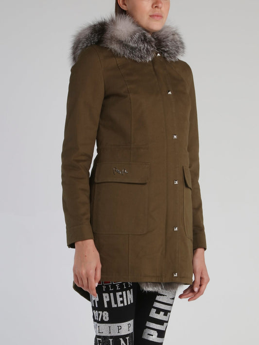 Crystal Plein Fur Trim Parka