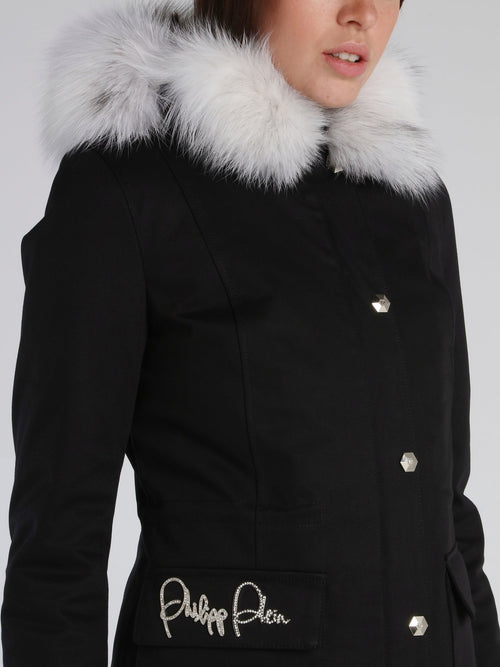 Black Contrast Fur Parka