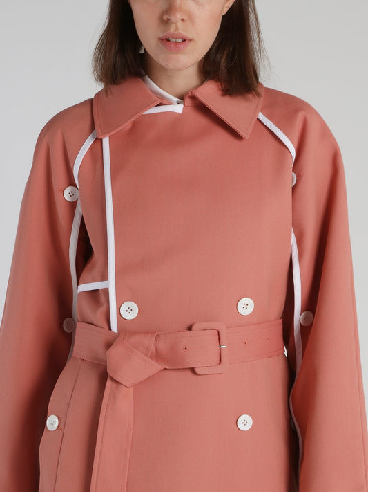 Pink Layered Sleeve Trench Coat