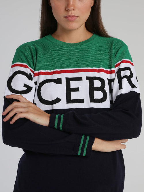 Two Tone Crewneck Logo Sweater