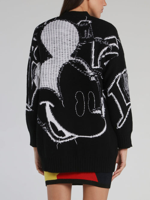 Mickey Mouse Black Contrast Cardigan