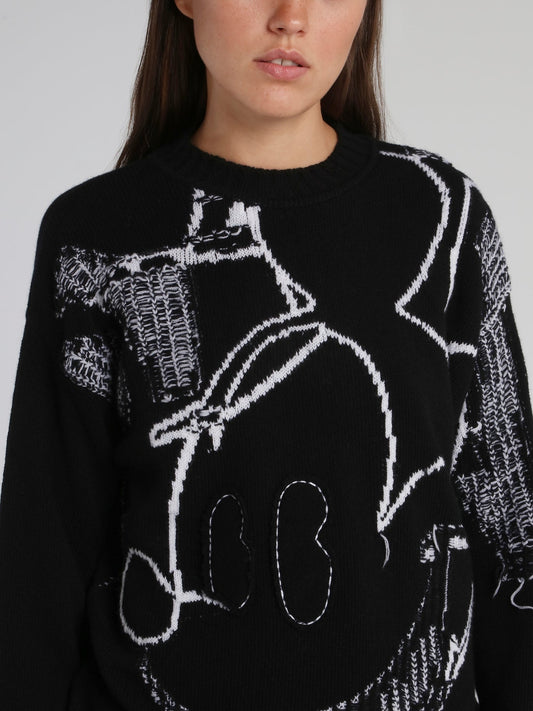 Mickey Mouse Black Contrast Sweater