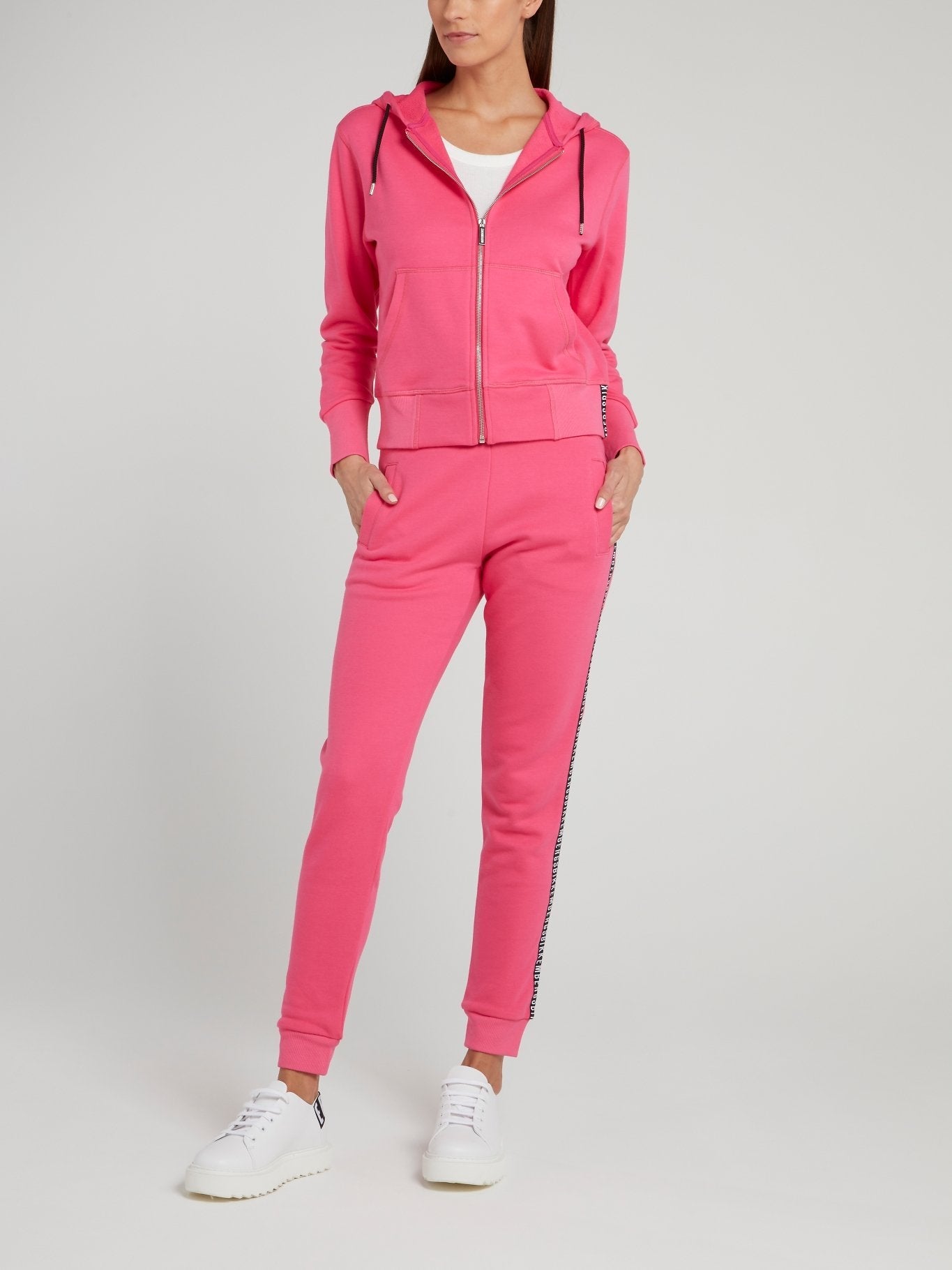 Pink Logo Tape Fleece Pants