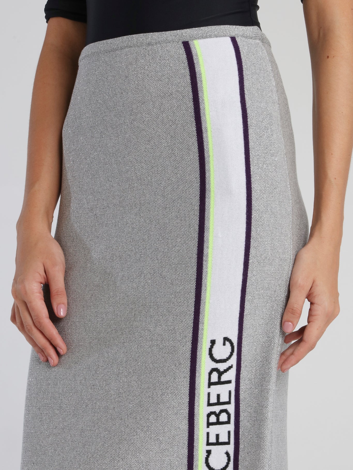 Grey Logo Tape Knitted Skirt