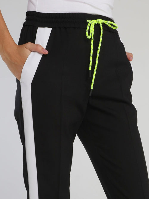 Black Logo Tape Drawstring Active Trousers