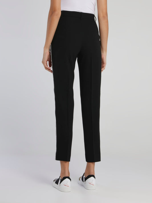 Black Logo Tape High Waist Trousers