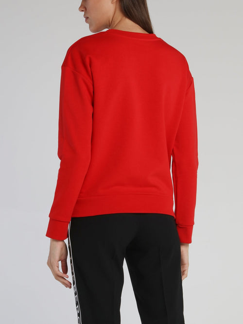 Red Classic Embroidered Logo Sweatshirt