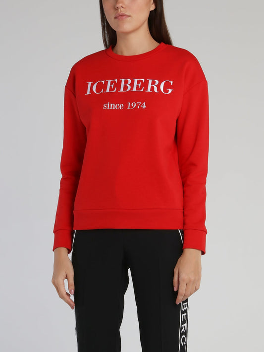 Red Classic Embroidered Logo Sweatshirt