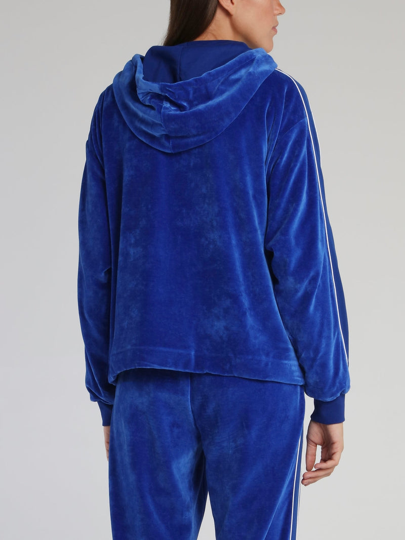 Blue Velvet Hooded Sweat Jacket