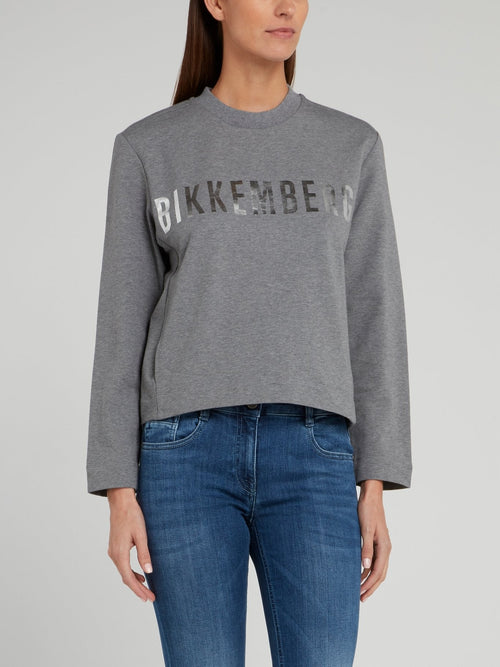 Grey Foil Print Logo Sweatshirt