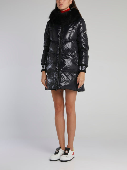 Black Fur Hood Puffer Coat