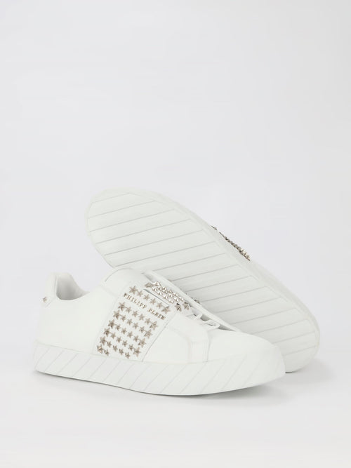 White Star Studded Slip-On Sneakers