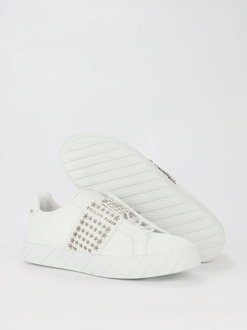 White Star Studded Slip-On Sneakers