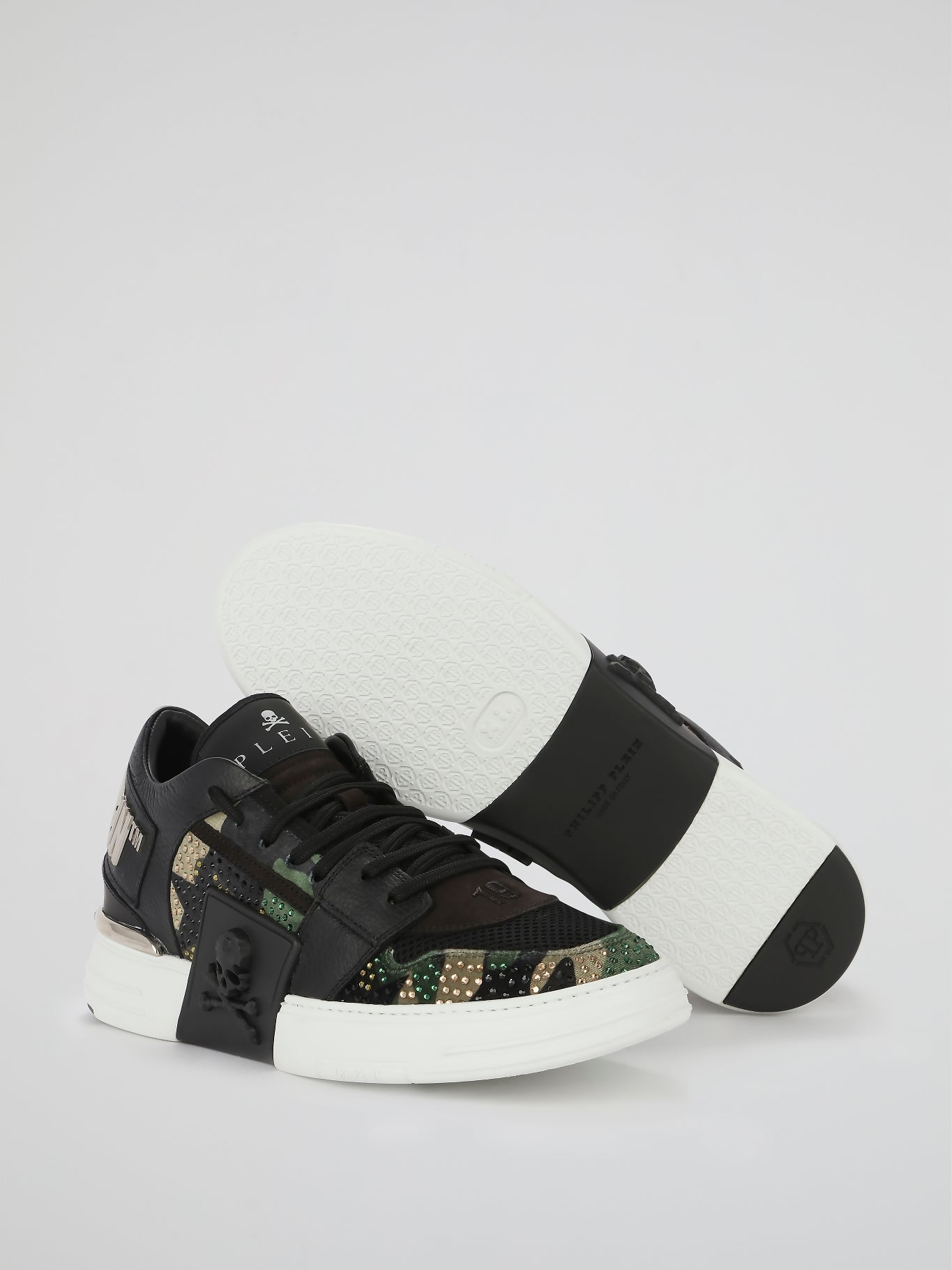 Crystal Detail Camo Low Top Sneakers