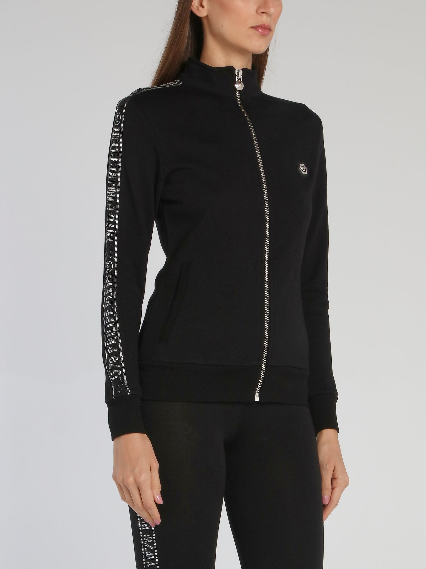 Black Strass Logo Tape Jogging Jacket