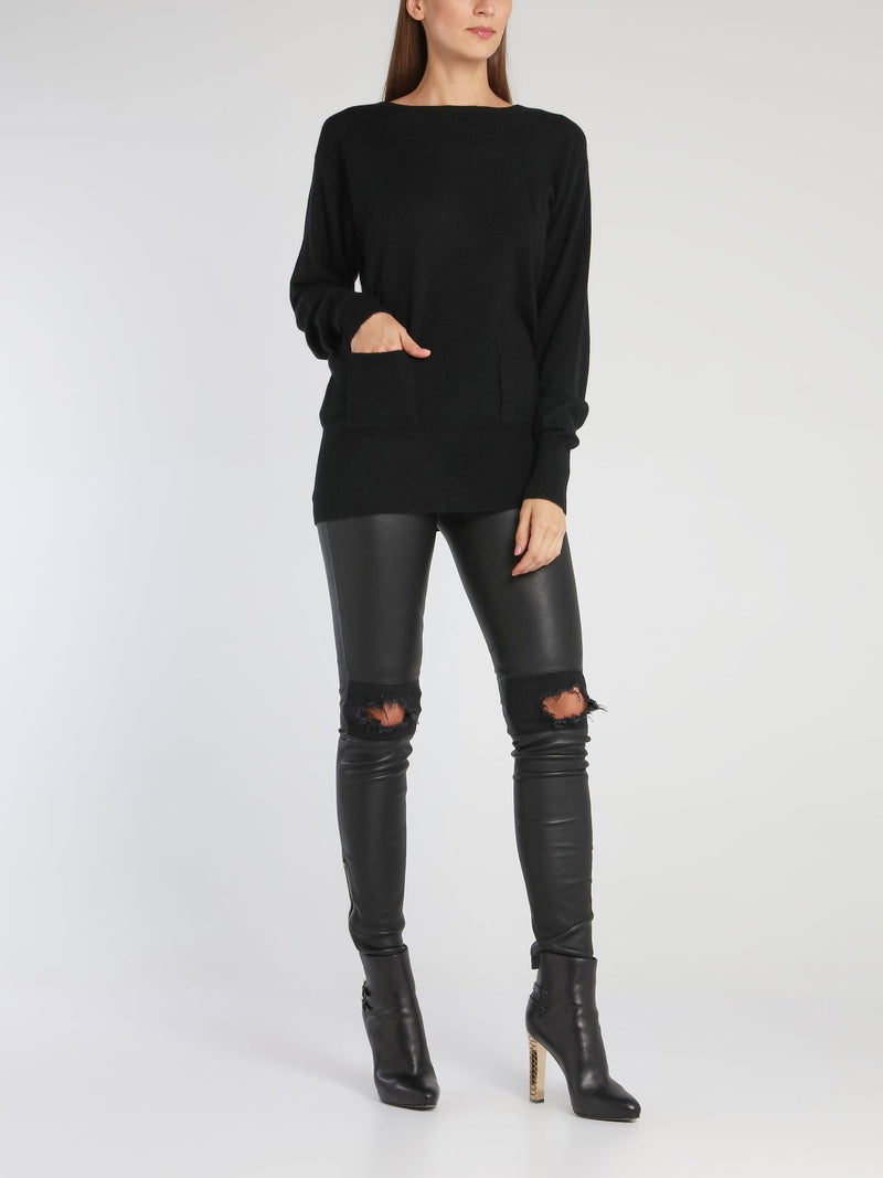 Kelly Black Fine-Knit Sweater