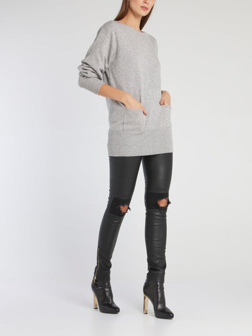 Kelly Grey Fine-Knit Sweater