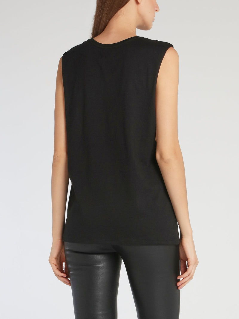 Chrissy Black Cut Off T-Shirt