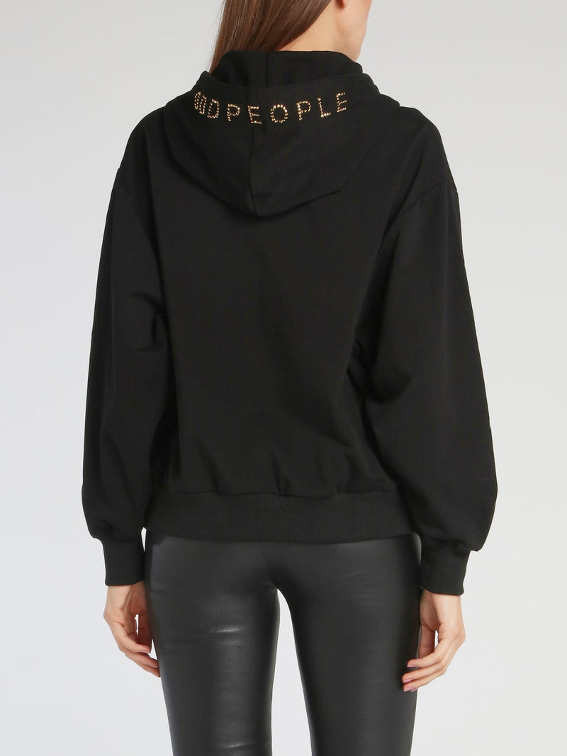 Gwen Black Strass Studded Hoodie