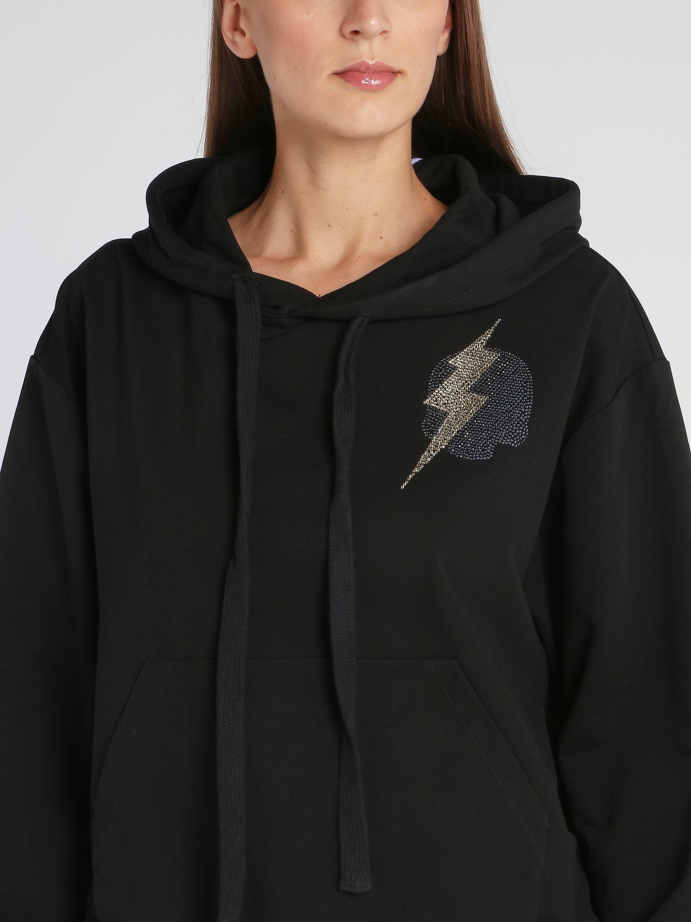 Gwen Black Strass Studded Hoodie