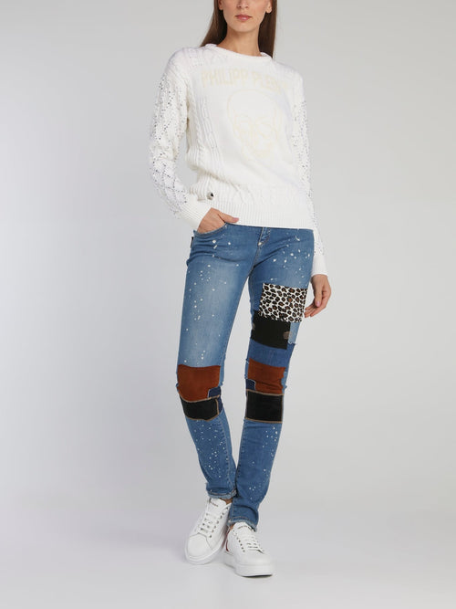 Patch-Work Paint Splatter Denim Jeans