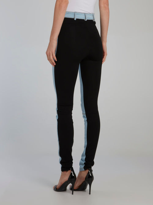 Half Jersey Half Denim Leggings