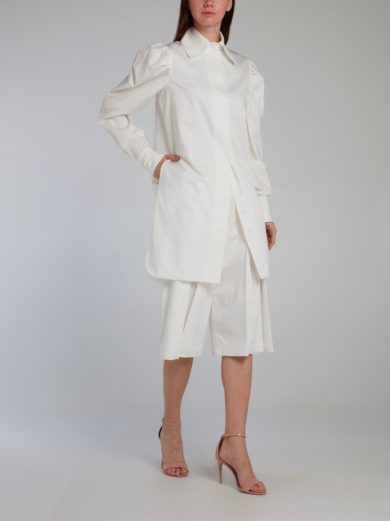 White Leg Of Mutton Sleeve Blouse