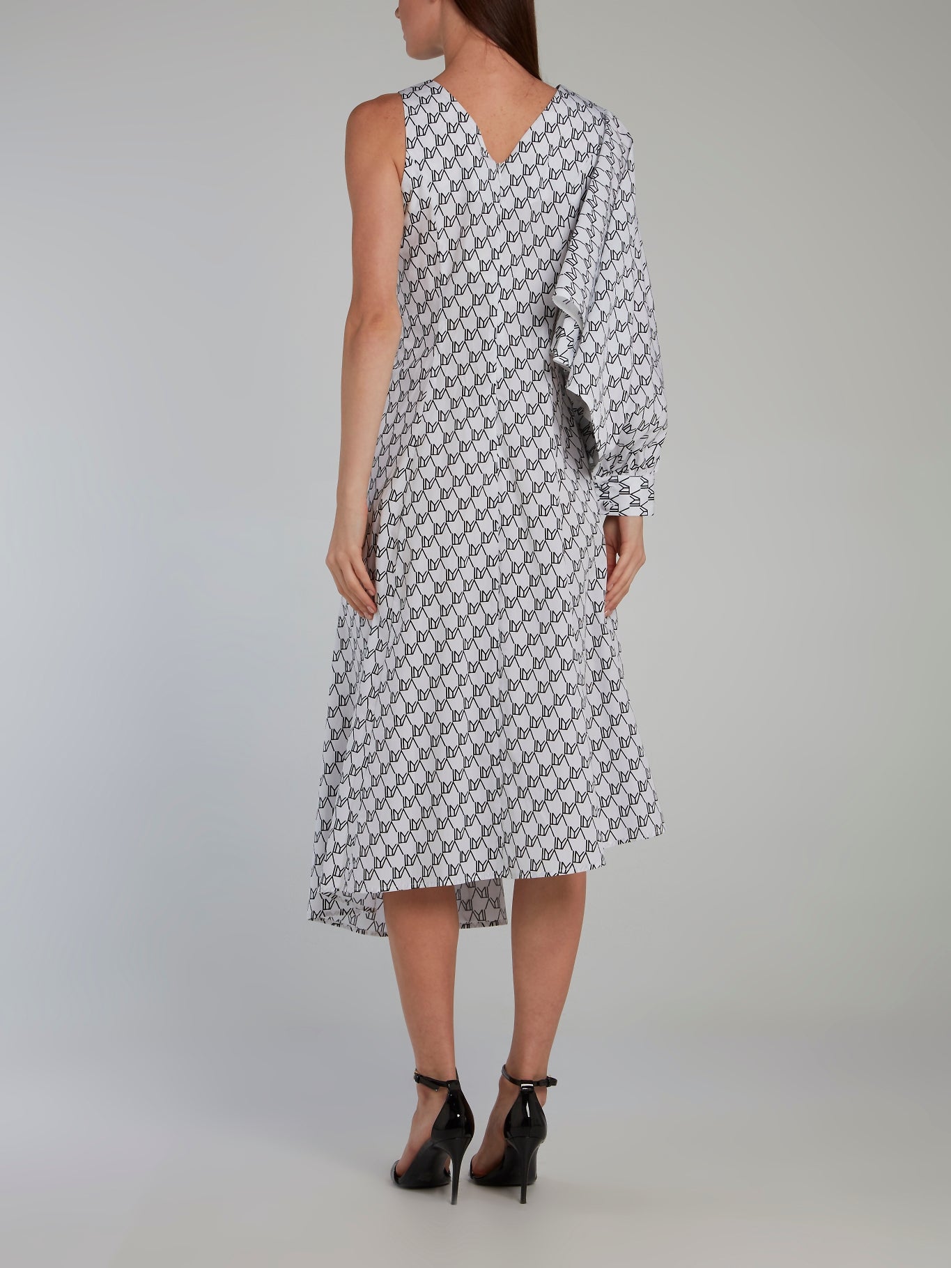 Monogram Print Single Sleeve Dress