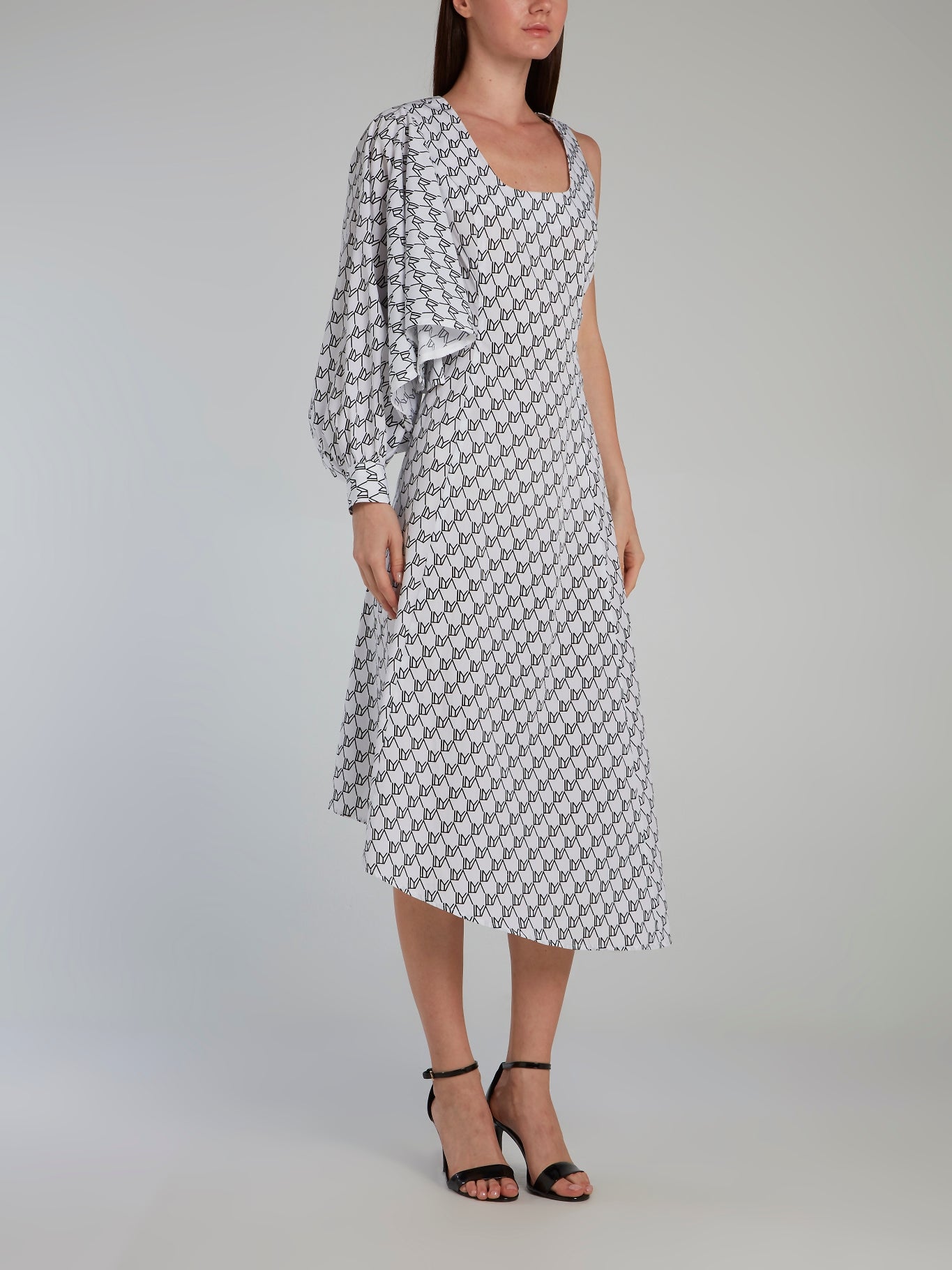 Monogram Print Single Sleeve Dress