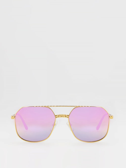 Purple Flat Lens Aviator Sunglasses