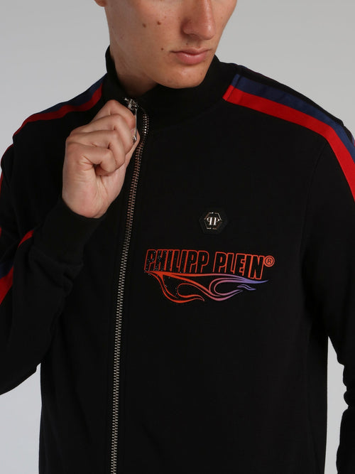 Flame Black High Neck Jogging Jacket